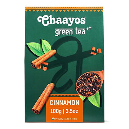Chaayos Cinnamon Green Tea | Cinnamon Tea | Whole Leaf Loose Tea - 100g [50 Cups]