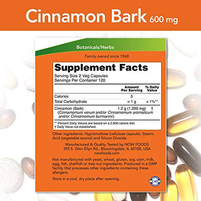 Now Foods Cinnamon Bark 600mg, 240 Capsules