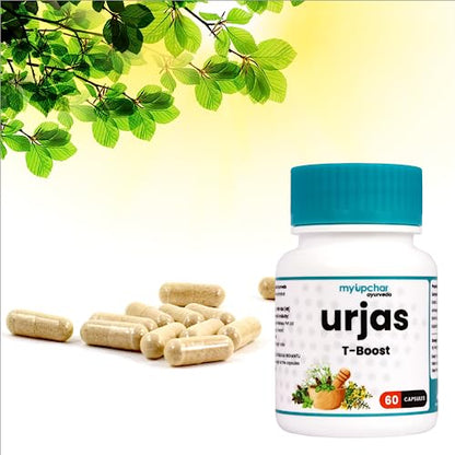 myUpchar Ayurveda Urjas T-Boost Capsule with Ashwagandha, Safed Musli, Gokshura & Kapikacchu | 60 Veg Capsules