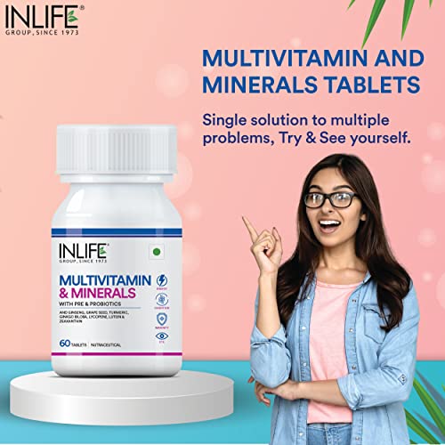 INLIFE Multivitamin and Minerals Daily Formula for Men Women Supplement - 60 Tablets (Pack of 1)