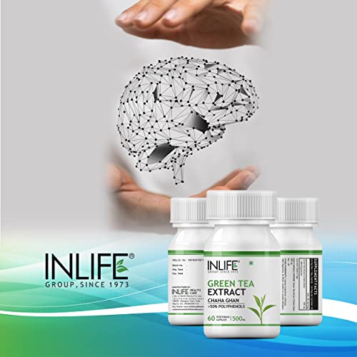 INLIFE Green Tea Extract for Weight Loss (Fat Burner) & Antioxidant 50% Polyphenols, 500 mg - 60 Veg Capsules