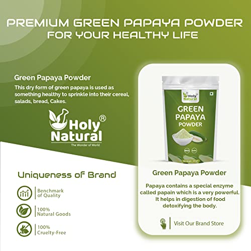 Holy Natural Green Papaya Fruit Powder 250gm, Raw or Kaccha Papaya Powder, Edible Grade, Good Tenderizer | Vegan and Gluten Free