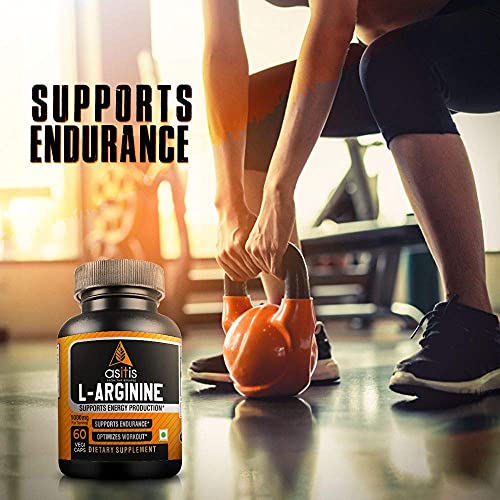 Asitis Nutrition L-Arginine Powder for Muscle Building & Endurance, Capsules 60 Count