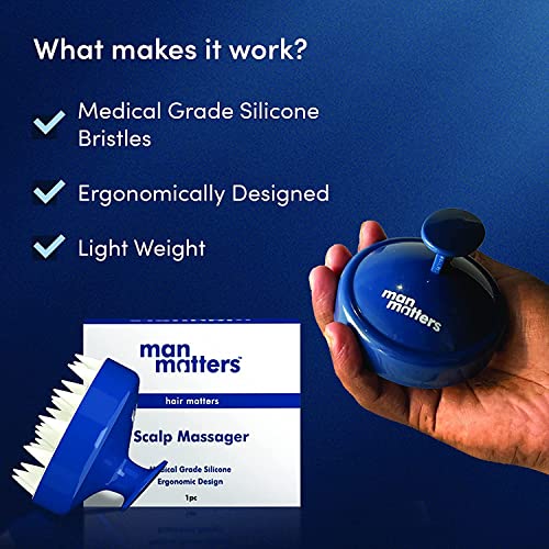 Man Matters Hair Scalp Massager | Head Massager | Helps to Exfoliate and Stimulates Scalp | Lightweight and Comfortable Grip | Blue