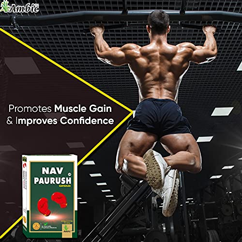 Ambic Nav Paurush Capsule - 60 (Capsule + Tablet) Each I Ayurvedic Weight Gain Capsules (Pack Of 2)