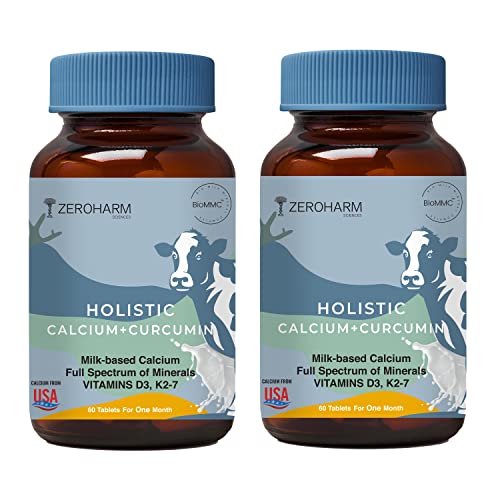 Holistic Calcium and Curcumin - Improves Joint Health, Strengthens Bones & Muscles - Boosts Immunity & Heart Health (120 Tablets)