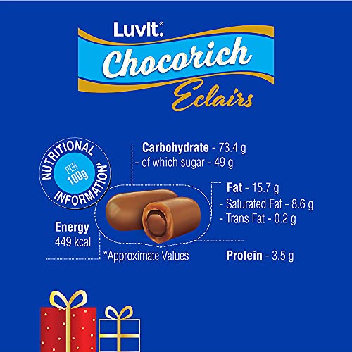 LuvIt. Chocorich Classic Eclairs Chocolate | Birthday Party Pack | 78 Eclairs, 390g