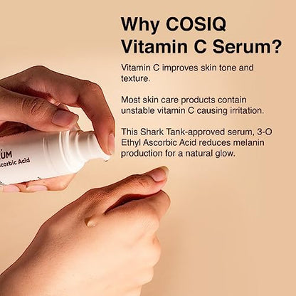 CosIQ 8% Vitamin C Face Serum for Glowing Skin | Non Sticky | Brightening Vit C Formula | 30 ml