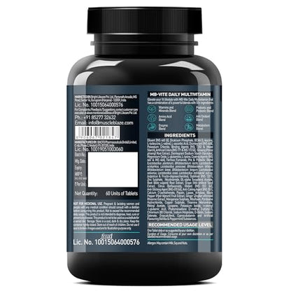 MuscleBlaze MB-Vite Daily Multivitamin with 51 Ingredients and 6 Essential Blends, 100% RDA of Immunergy, Strength & Recovery, 60 Multivitamin Tablets