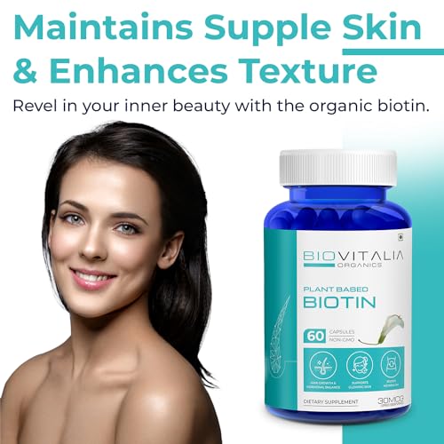 Biovitalia Organics Biotin 30mcg Capsule | Supports Hairs & Nails Growth | Promotes Hormonal Balanceary Supplement for Men & Women - 60 Vegan Capsules