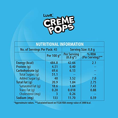 LuvIt CrEme Pops | Choco & Vanilla Coated Pops With Crunchy Biscuit Centre | Munchies, Baking & Cake Decoration | 396g