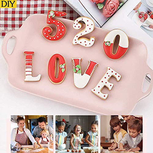 BIG BOX Alphabet and Number Cookie Cutters Sets of 36 Pieces Fondant Letter Mold for Baking Cakes, Pastry, Donuts, Vegetables, Fruit Biscuit (Small)