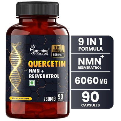 Humming Herbs Quercetin Supplement - NMN plus Resveratrol Extract - 90 Capsules