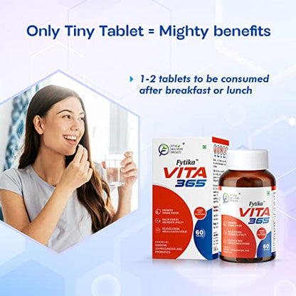 Fytika Fit Liver + Fytika Vita 365| Milk thistle 200mg, Kutki50mg, Punarnva25mg, Bhumi Amla 25mg & P3, E, Zinc, Biotin, Mineral, Ginseng & Ashwagandha