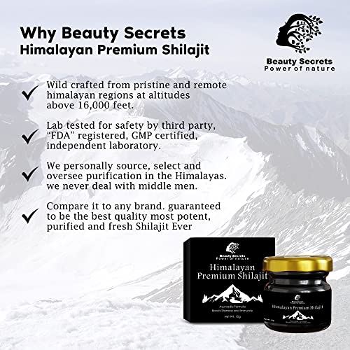 Beauty Secrets Pure Himalayan Ayurvedic Shudh Raw Shilajit Resin | Boosts Strength, Immunity, Focus | Purified and Filtered 20 Gms