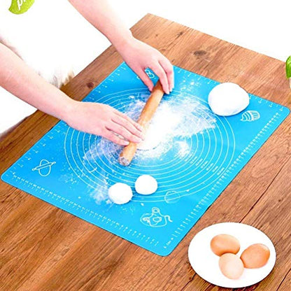VAVSU Non-Stick Silicon Reusable Pastry Fondant Dough roti chapati Rolling Baking Sheet mat with Measurements Multicolour