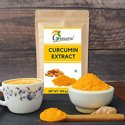 Grenera Pure Curcumin Extract Powder (Superior Turmeric Extract, 95% Curcuminoids) Immune & Joint Support, 100 grams