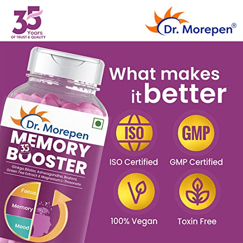 DR. MOREPEN Memory, Focus & Mood Tablets Enriched With GABA, Ashwagandha, Chamomile & Brahmi-Vitaminain Health|Non-GMO & Preservatives Free-60 Tablets