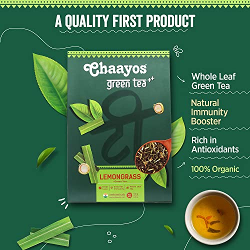 Chaayos Lemongrass Green Tea | Lemongrass Tea | Whole Leaf Loose Tea - 100g [50 Cups]