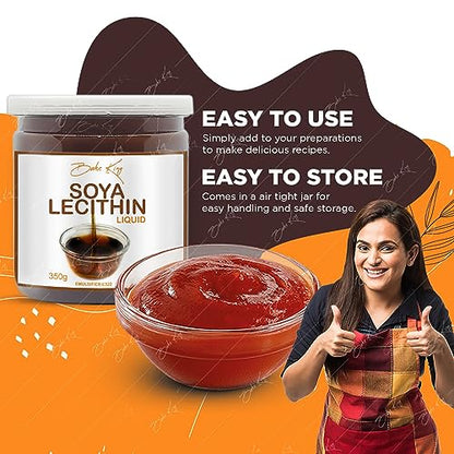 BAKE KING Soya Lecithin Liquid 350gm, Soya Lecithin Liquid Silky and Smooth Chocolate, Soya Lecithin Chewy and Light, 350gm