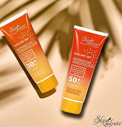 Skin Secrets SunCare 360 SPF 50 with Ginger Extract Cream| SPF 50 PA+++| 100gm| No Parabens, Mineral Oils, Silicones & Color| No White-Cast