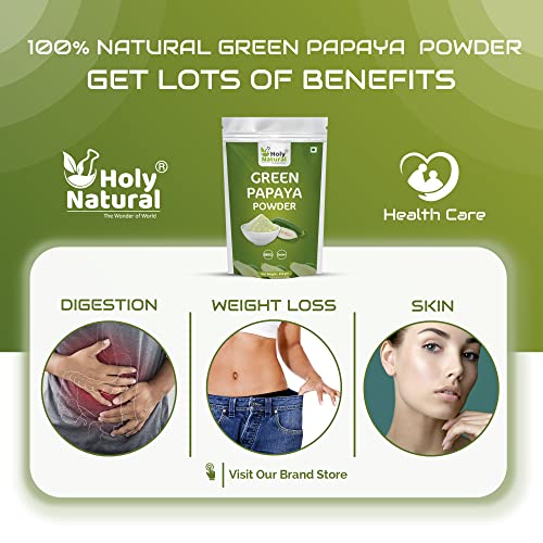 Holy Natural Green Papaya Fruit Powder 250gm, Raw or Kaccha Papaya Powder, Edible Grade, Good Tenderizer | Vegan and Gluten Free