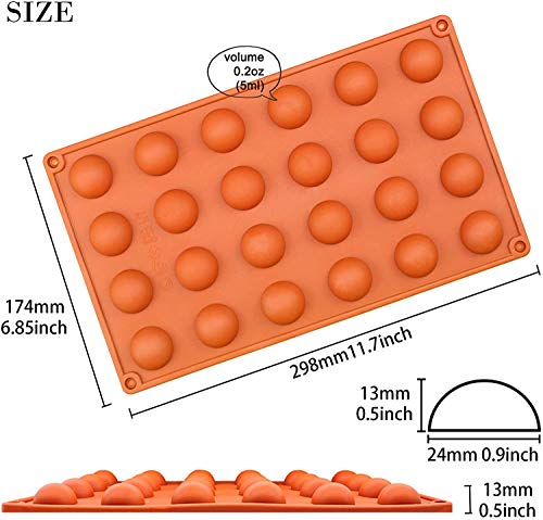 Zollyss 24 Cavity Silicone Half Round Chocolate Ice Mold Decorating Tools for Dessert Mousse(Pack of 1,Color:Multi)