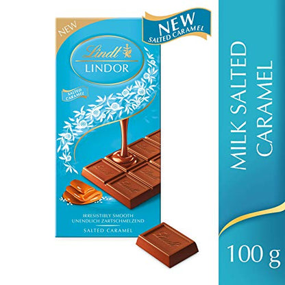 Lindt Lindor Irresistibly Smooth Salted Caramel Chocolate Bar, 100g