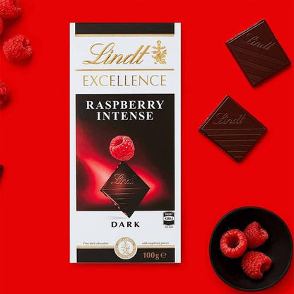 Lindt Excellence Raspberry Intense Dark Chocolate, 2 x 100 g