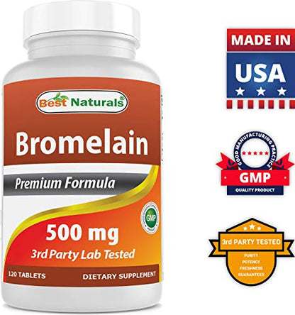 Best Naturals Bromelain Proteolytic Digestive Enzymes Supplements, 500 mg, 120 Tablets