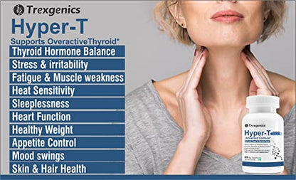 Trexgenics HYPER-T Overactive Thyroid Support VEGAN & NON-GMO (60 Veg. Capsules) (Pack of 1)