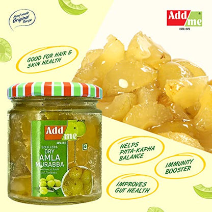 Add me Seed Less Dry Amla Murabba 200gm Without Sugar Syrup awla muraba Glass Jar 200gm