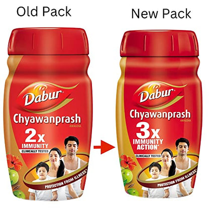 Dabur Chyawanprash - 250g | 3X Immunity Action | With 40+ Ayurvedic Herbs | Helps Build Strength and Stamina | Builds Overall Health