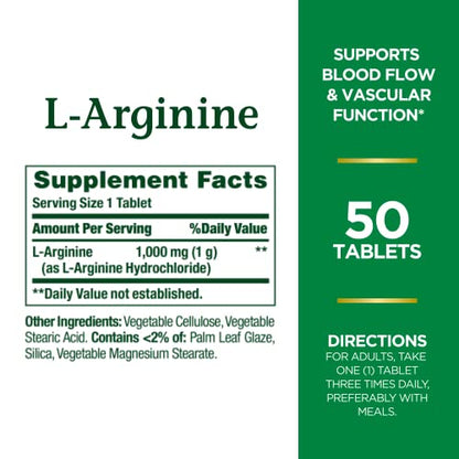 Nature's Bounty L - Arginine 1000mg - 50 Tablets