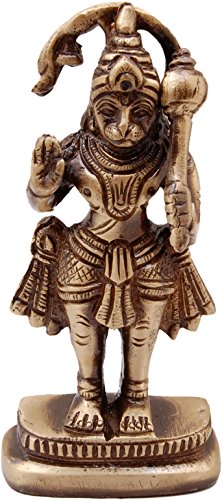 eCraftIndia Blessing Lord Hanuman Brass Showpiece (5 cm x 1 cm x 10, Brown)