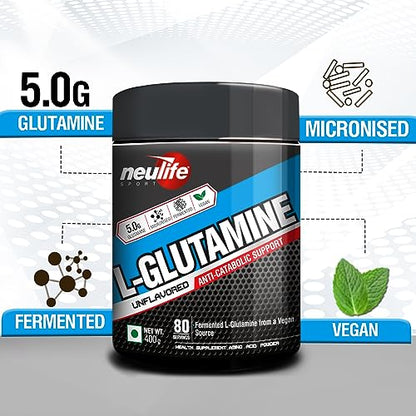 Procel (NEULIFE) Fermented L-Glutamine Powder 400g Micronized &Vegan (Unflavored)