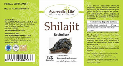 Ayurvedic Life Shilajit 240mg Capsules, Natural, 120 Count