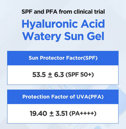 ISNTREE Hyaluronic Acid Watery Sun Gel SPF 50+ PA++++ 1.69 Fl Oz, 8 Types of Hyaluronic Acid, StrongRays, No White Cast, Reef-safe, Non-nano Sunscreen