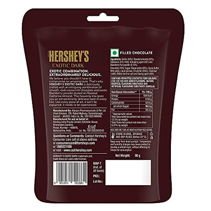 Hershey's Exotic Dark Chocolate- Californian Almond Sprinkled with BlackBerry Flavor 90g ( Pack of 4)