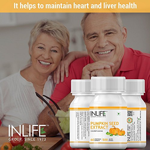 INLIFE Pumpkin Seed Extract Supplement, 500 mg - 60 Vegetarian Capsules (Pack of 2)