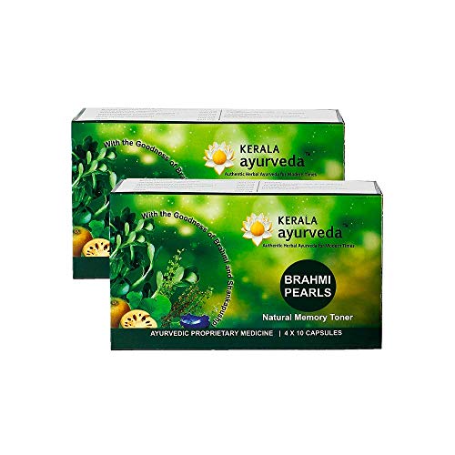 Kerala Ayurveda Brahmi Pearls 40 Capsules (Pack of 2) | Improves Cognitive Functions | Sharpens Mind Brahmi Capsules | With Brahmi, Madukaparni, Shank