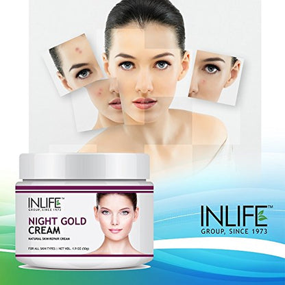 INLIFE Night Gold Face Cream, Anti Aging - 50 g