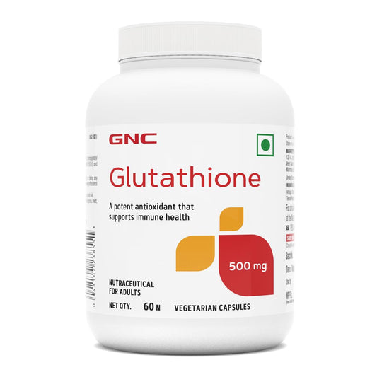 GNC Glutathione 500mg With Vitamin C For Clear & Radiant Skin | 60 Veg Capsules | Reduces Dark Spotsn & UV Damage | For Men & Women| Formulated In USA