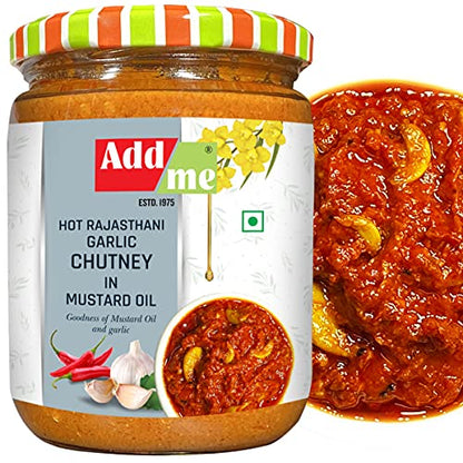 Add me Rajasthani Chilli Garlic Paste and Marinade Chutney 500G Glass Pack masaledar North Indian lassan ki Chutney