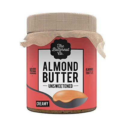 The Butternut Co. Almond Butter Unsweetened Creamy & Chocolate Hazelnut Spread Crunchy, 200 gm Each - Pack of 2