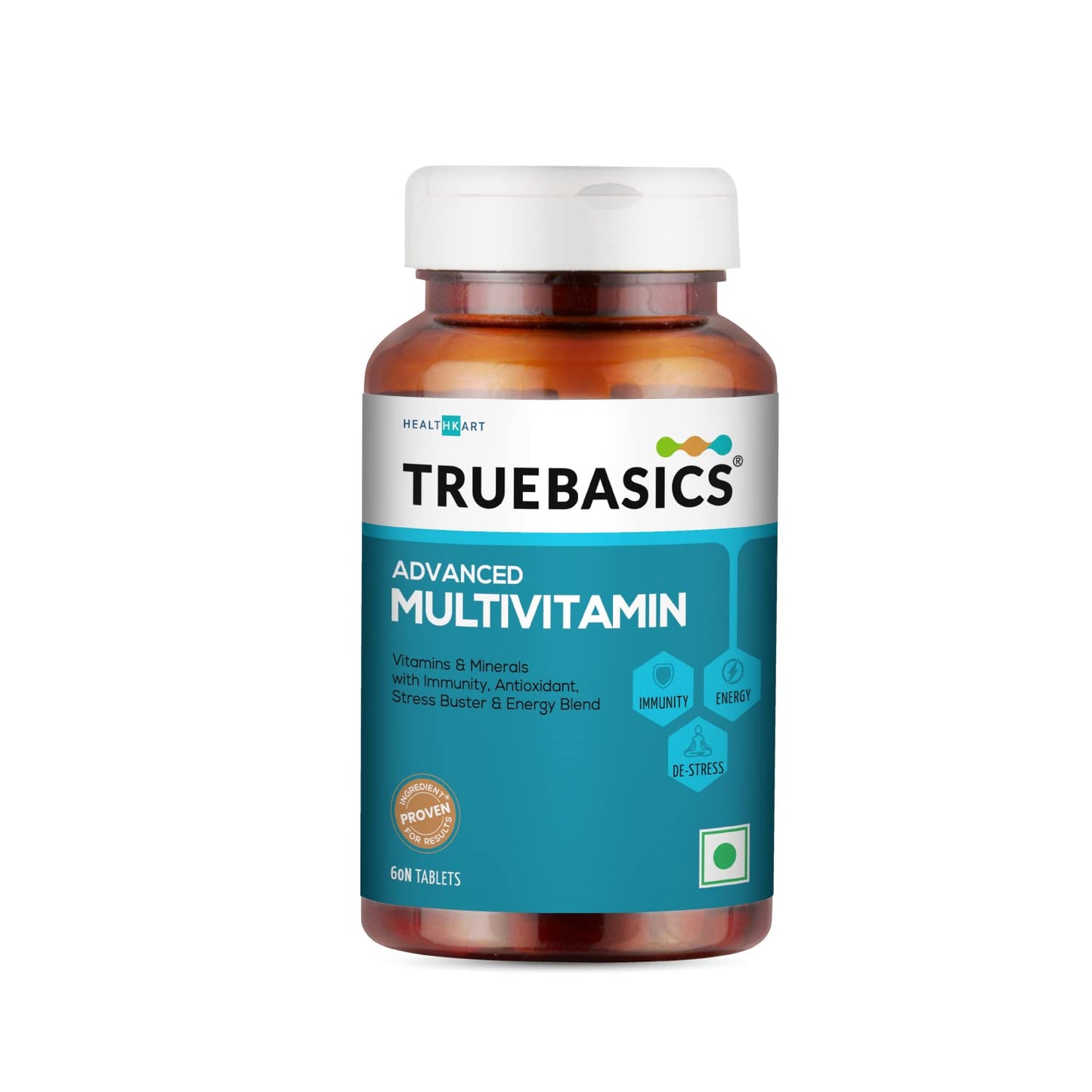 TrueBasics Advanced Multivitamin(60 Tablets), Multivitamin for Men & Women, Energy Blend, Immunity Blinically Researched Ingredients & Herbal Extracts