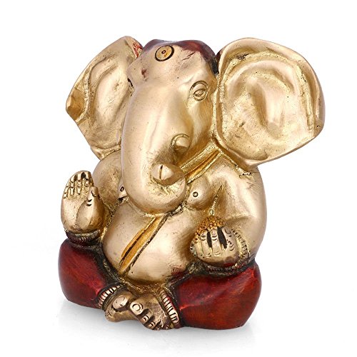 Collectible India Long Ear Ganesha Brass Idol Success God Ganesh Statue Ganesha Home Decorative Art-Indian Handicrafted Figurines