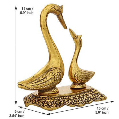 Golden Metal Loving Swan Couple Showpieces, Love Birds Statues