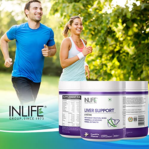 INLIFE Livstan Liver Support Protein Powder Supplement Whey Protein Powder & Ayurvedic Herbs, 300 grams (Vanilla)