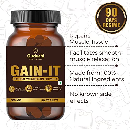 Guduchi the ayurvedism GAIN-IT Tablets for Fast Weight & Muscle Gain and Bone Strength | 500mg Tablets - 120 Tabs